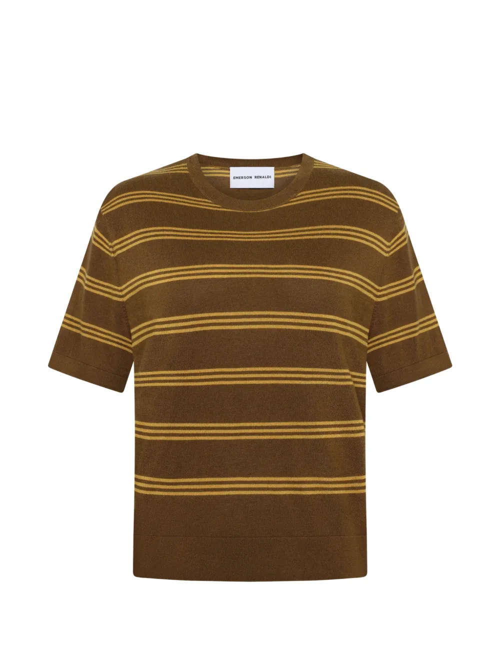 Emiliano Rinaldi striped short-sleeved top - Marrone