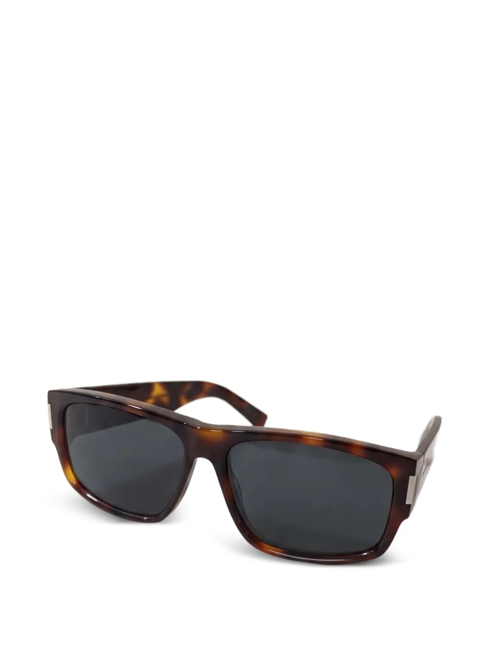 Saint Laurent Eyewear tortoiseshell-effect rectangle-frame sunglasses - Braun