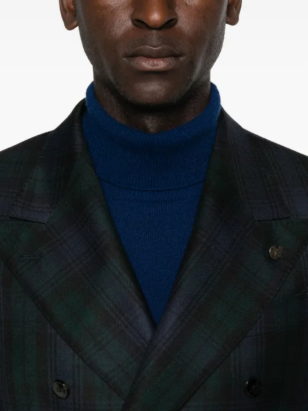 極美品GABRIELE PASINIチェック柄ダブルジャケット50シルク100% Gabriele Pasini チェック ダブルジャケット | ブルー | FARFETCH JP