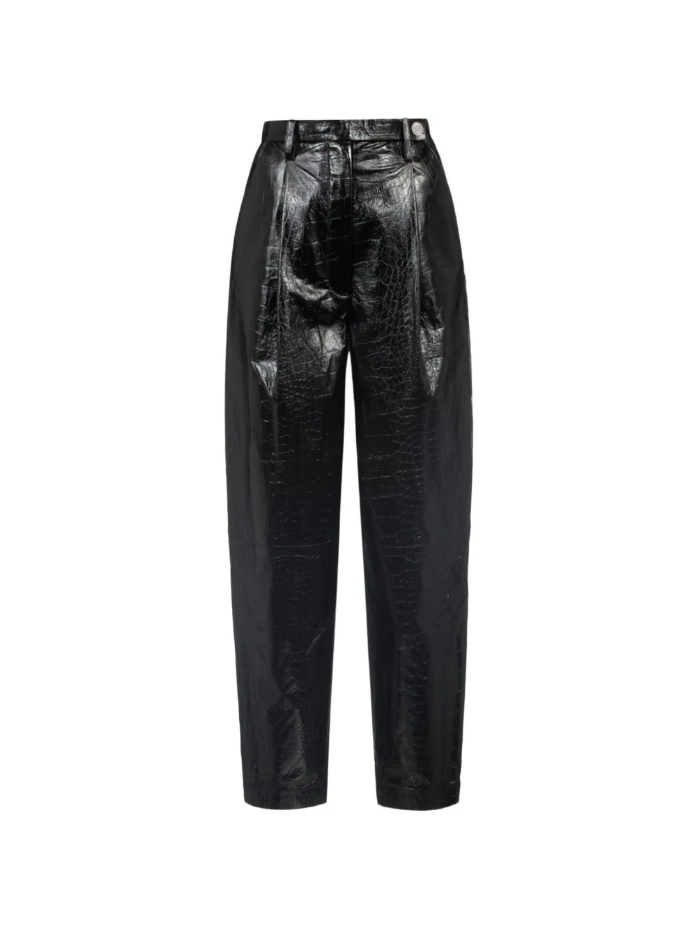 REMAIN Cleo leren broek met krokodillen-reliëf Zwart
