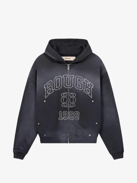 ROUGH. hoodie con cierre y logo estampado