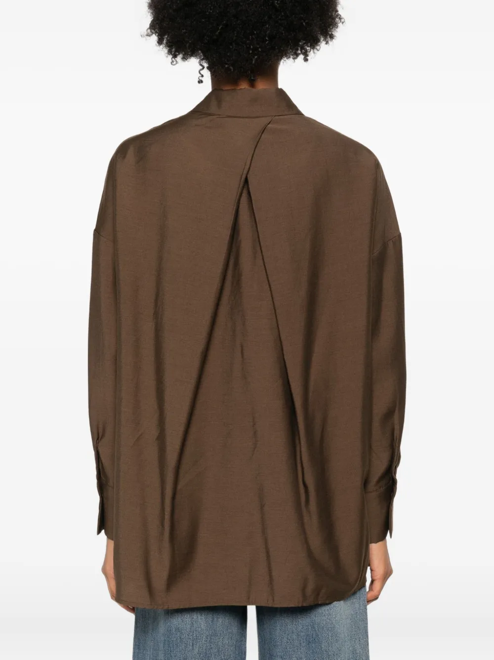 Eleh Twisted-front Cotton Shirt In Brown