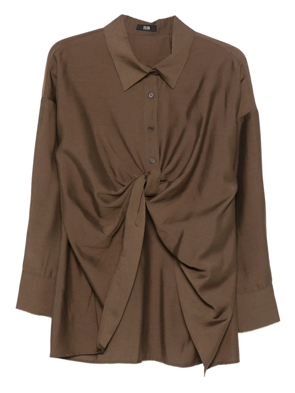 Eleh twisted-front cotton shirt | Brown | Image 1