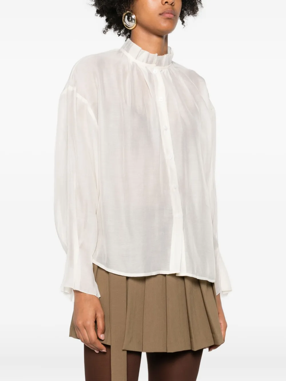Eleh Ruffled High-neck Blouse In Neutral