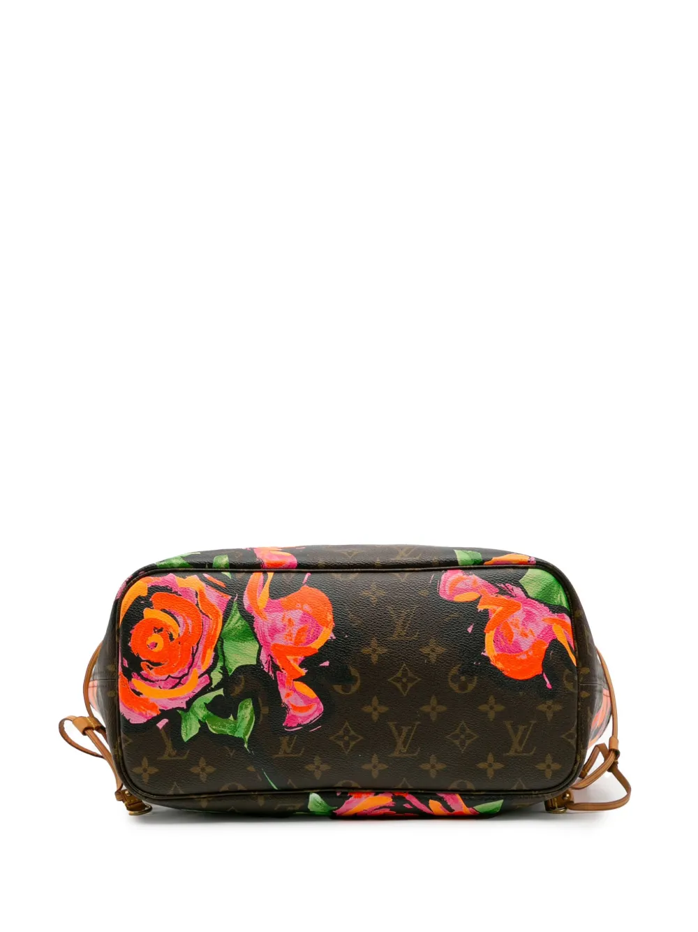 Pre-owned Louis Vuitton 2009 Monogram Roses Neverfull Mm Tote Bag In Brown
