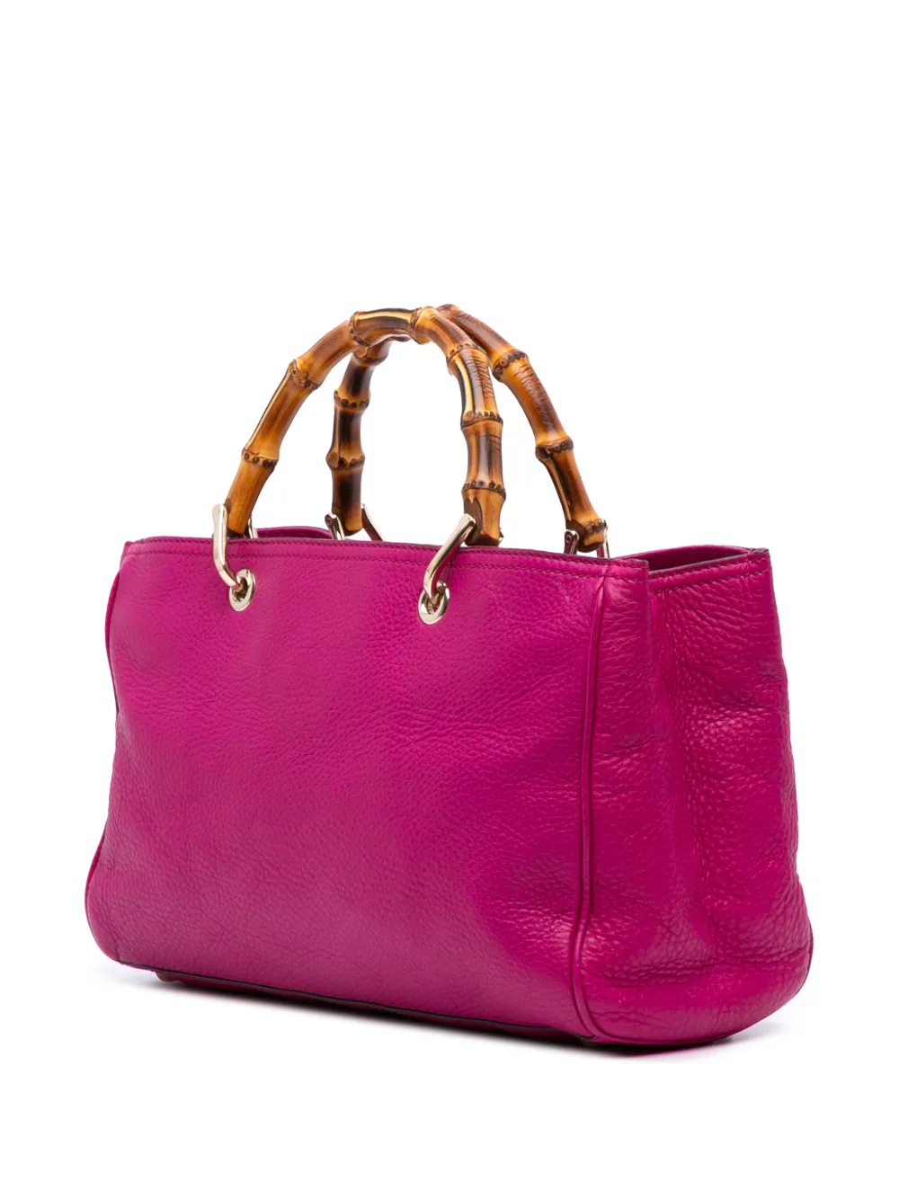 Pre-owned Gucci 2016-2025 Medium Calfskin Bamboo Shopper Satchel In Pink