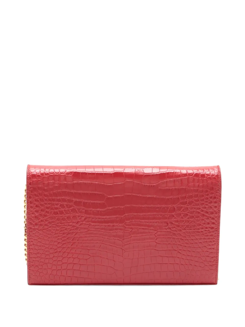 Pre-owned Saint Laurent Crocodile-embossed Cross-body Bag In Red
