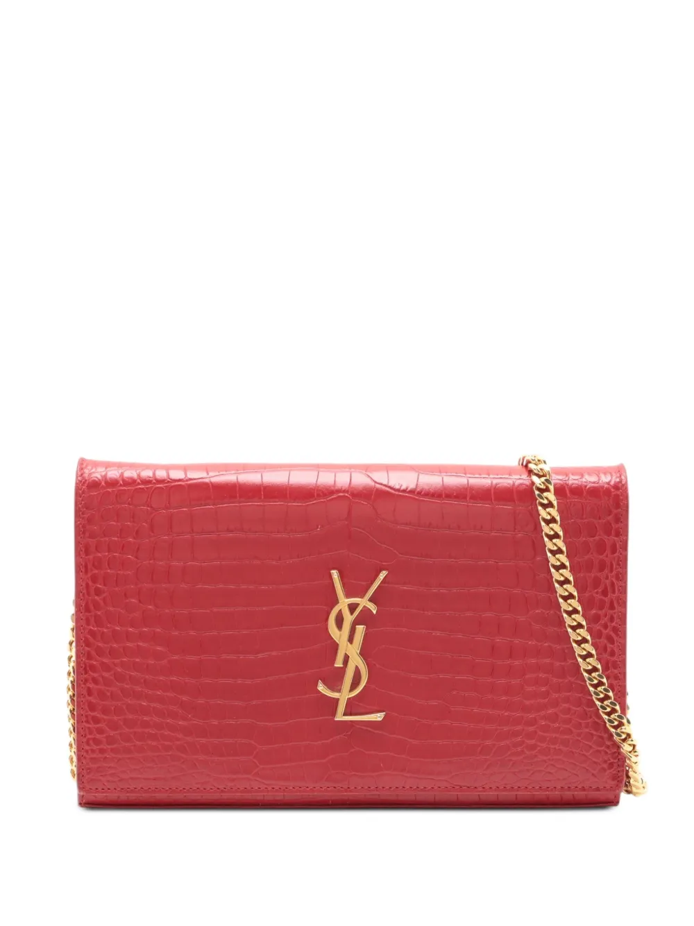 Saint Laurent Pre-Owned クロコエンボス ショルダーバッグ - レッド Saint Laurent Pre-Owned クロコエンボス ショルダーバッグ - レッド