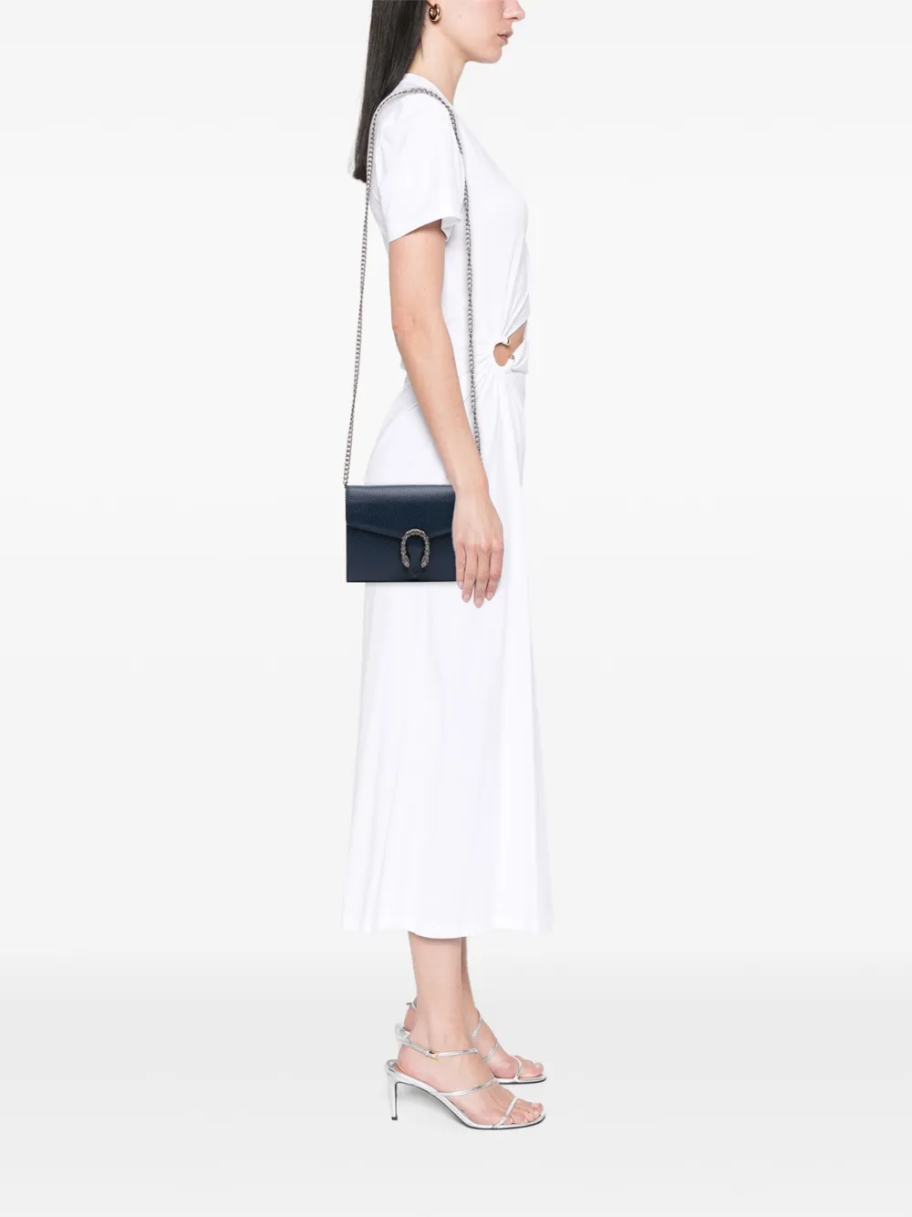 Pre-owned Gucci 2016-2025 Mini Leather Dionysus Wallet On Chain Crossbody Bag In Blue