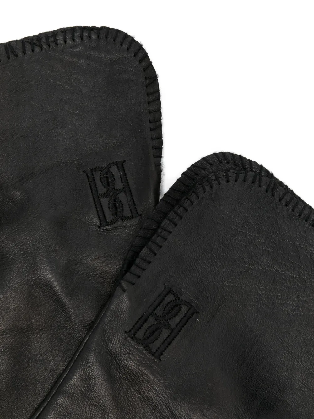 By Malene Birger Gemi Leather Logo Gloves In Black