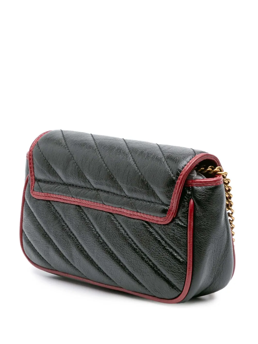 Pre-owned Gucci 2000-2015 Super Mini Gg Marmont Matelasse Leather Torchon Flap Crossbody Bag In Black