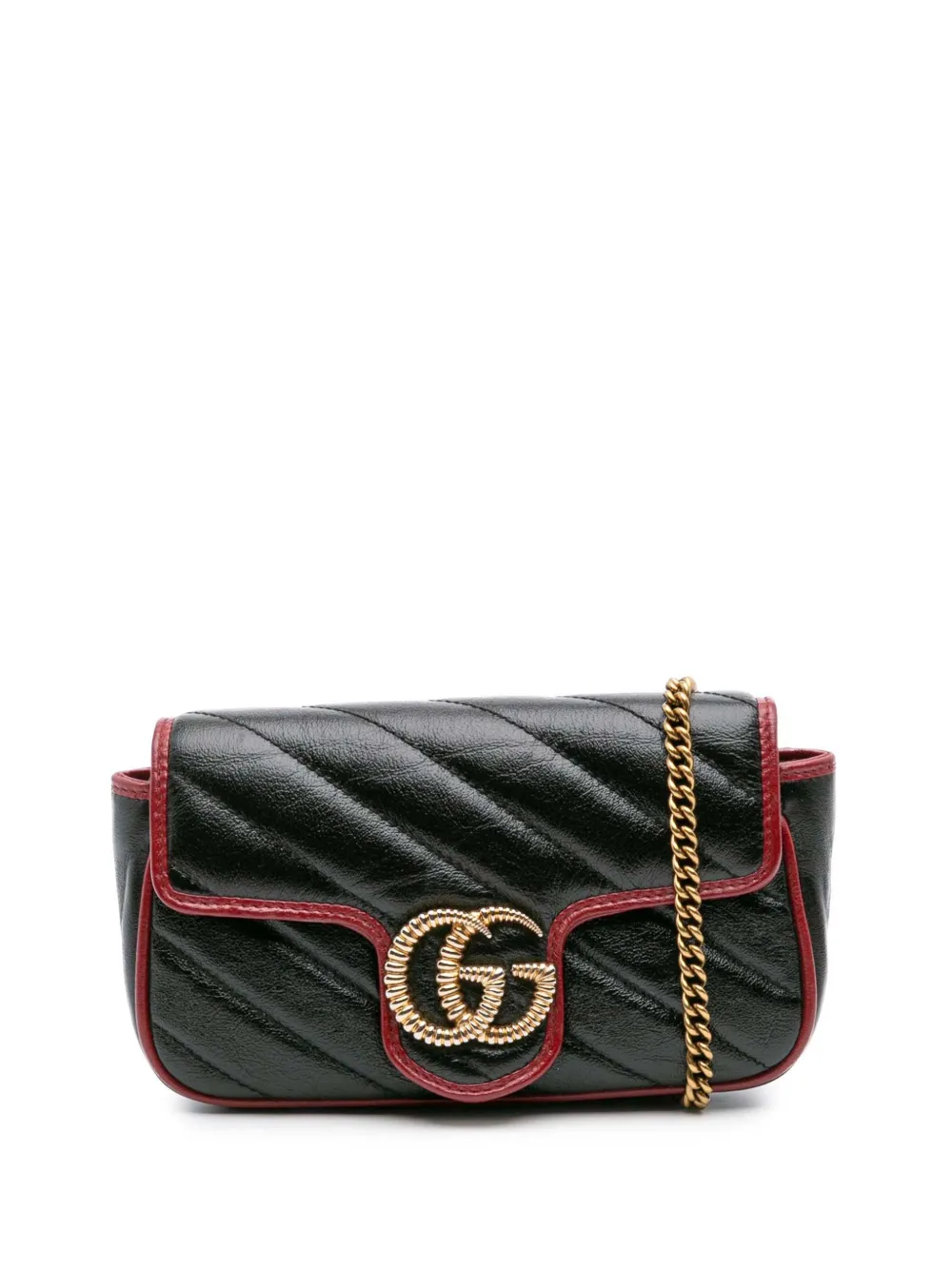 Gucci Pre-Owned 2000-2015 スーパーミニ GGマーモント マテラッセ レザー トーション フラップ ショルダーバッグ Gucci Pre-Owned 2000-2015 スーパーミニ GGマーモント マテラッセ レザー トーション フラップ ショルダーバッグ