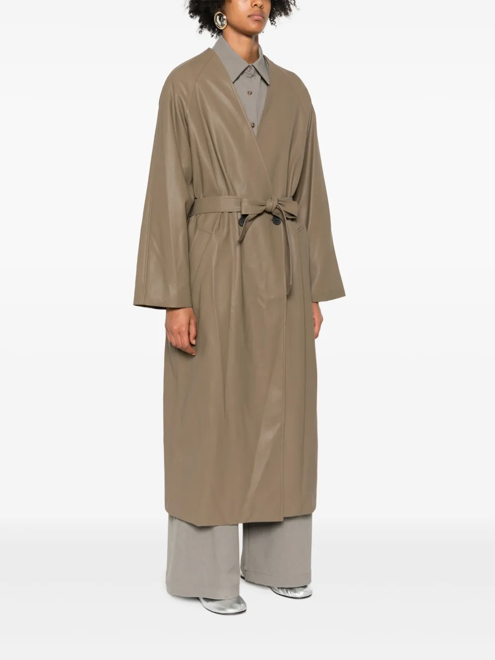 Eleh Belted Coat In Brown