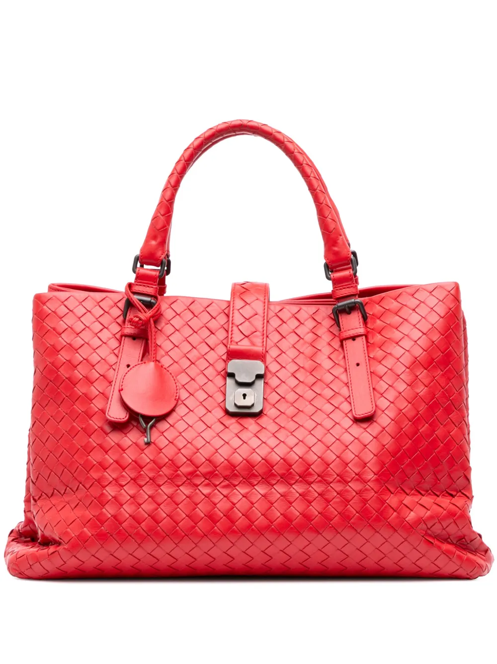 Bottega Veneta Pre-Owned 2012-2025 ミディアム ナッパ イントレチャート ローマ トートバッグ - レッド Bottega Veneta Pre-Owned 2012-2025 ミディアム ナッパ イントレチャート ローマ トートバッグ - レッド