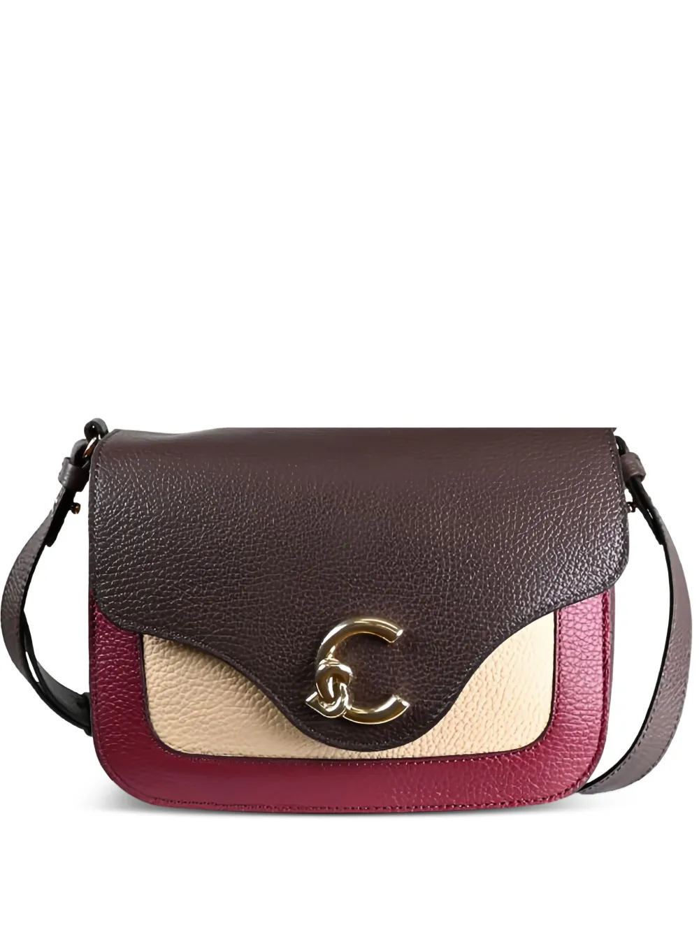 Coccinelle C-Me Tricolor ショルダーバッグ S - ブラウン