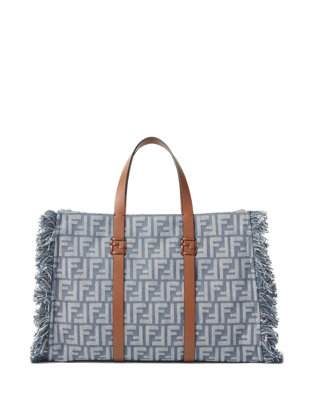 FENDI Summer FF-logo frayed tote bag - Blauw