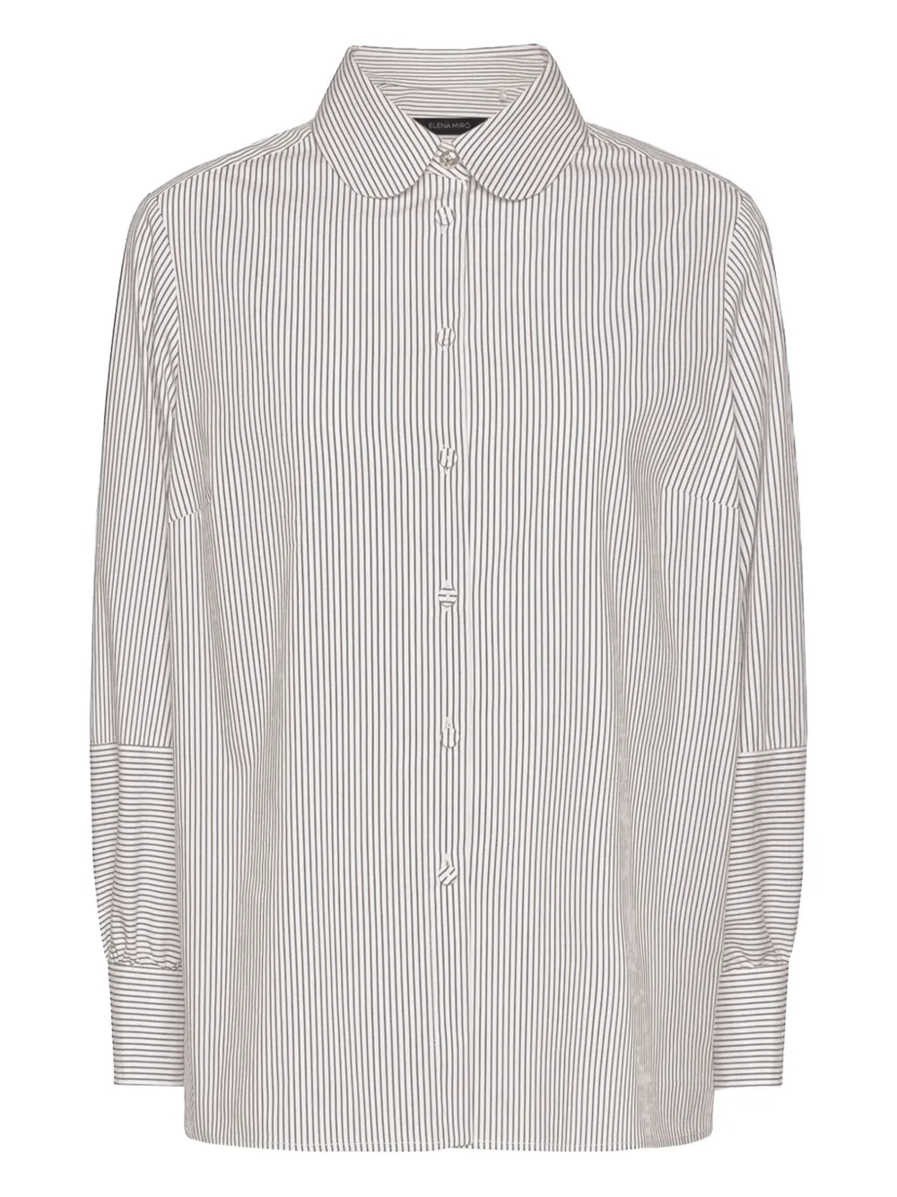 Elena Miro' Striped Round-collar Shirt In White