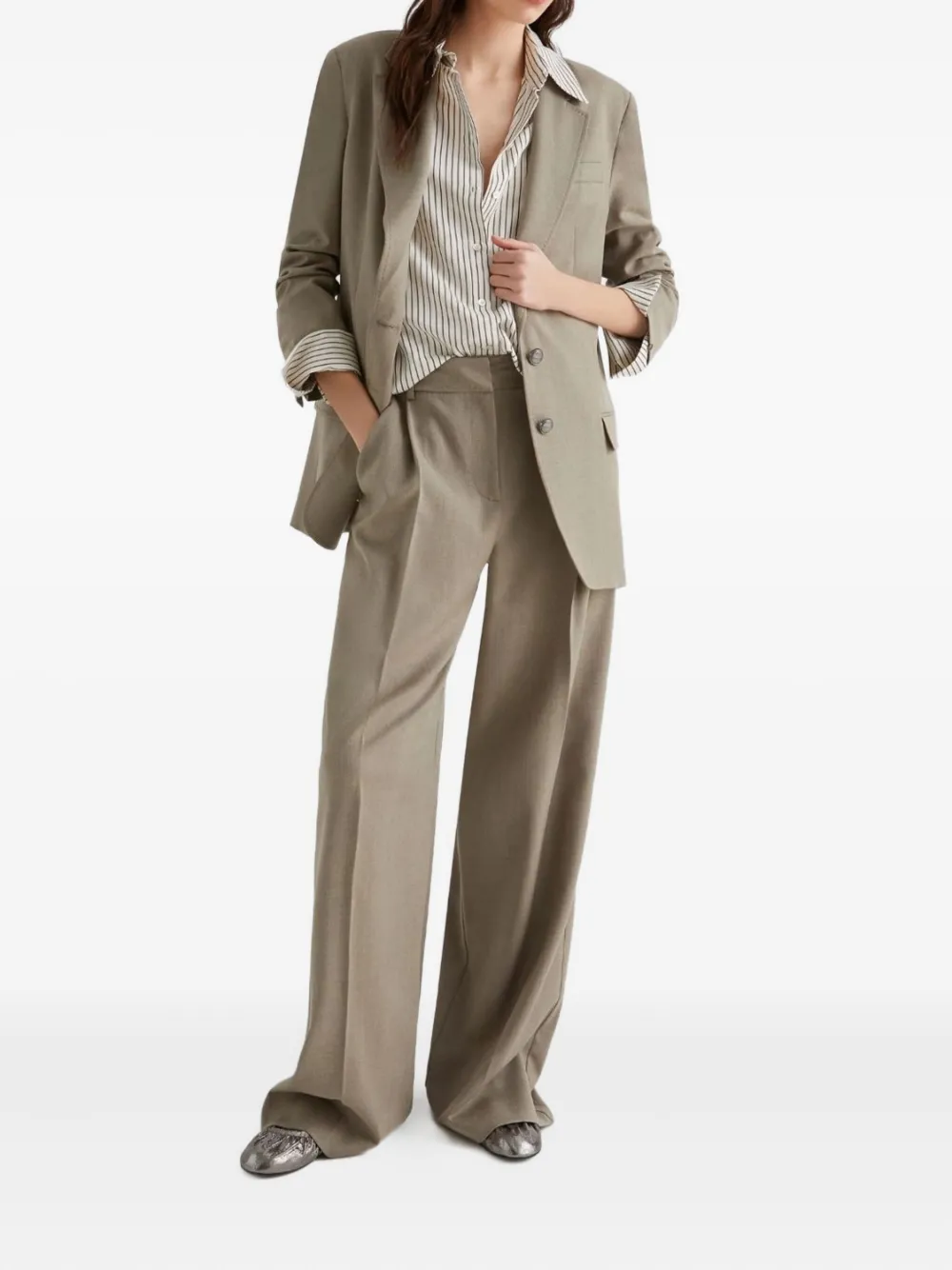 Marella FILO pleated twill trousers - Beige