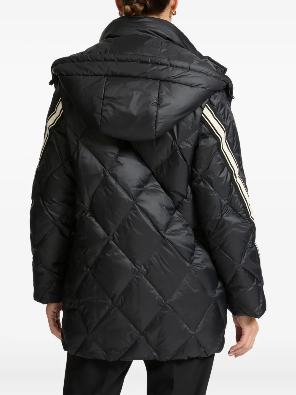  Elena Miro` Quilted Stripe-detail Jacket - Black 