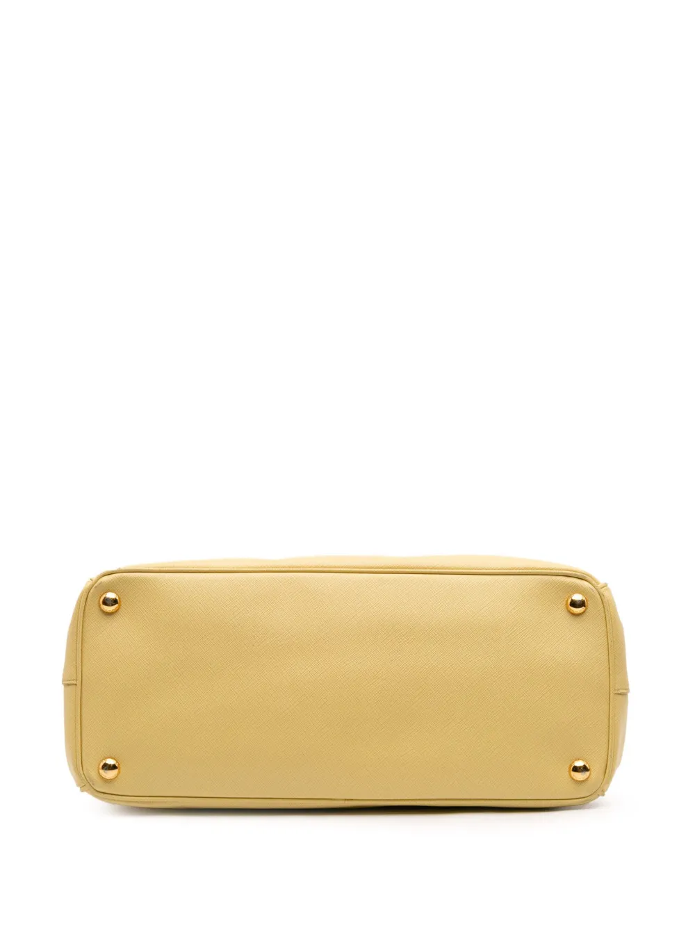 Pre-owned Prada 2021-2025 Medium Saffiano Lux Galleria Double Zip Satchel In Yellow