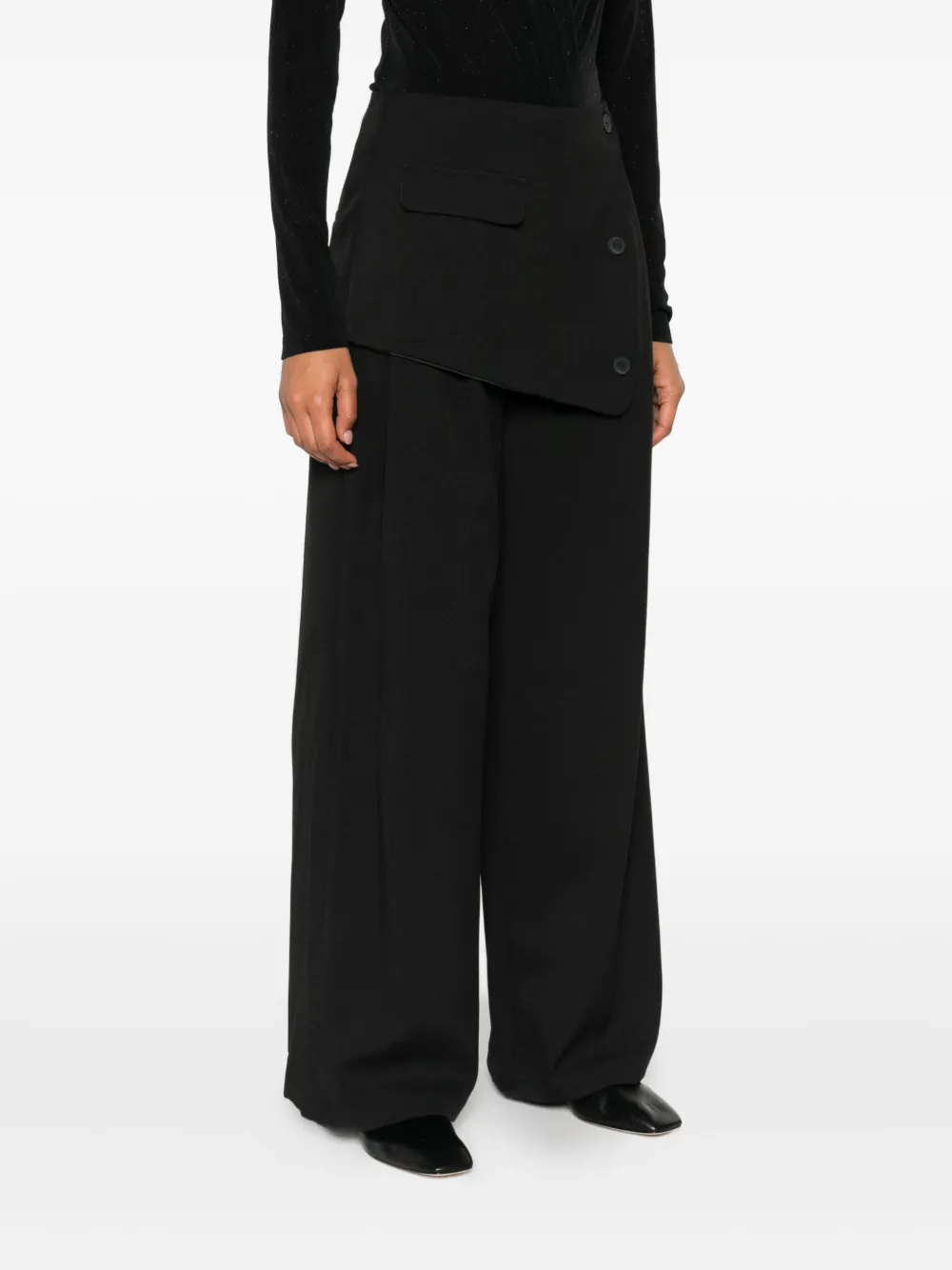 Eleh Button-embellishment Trousers In Black