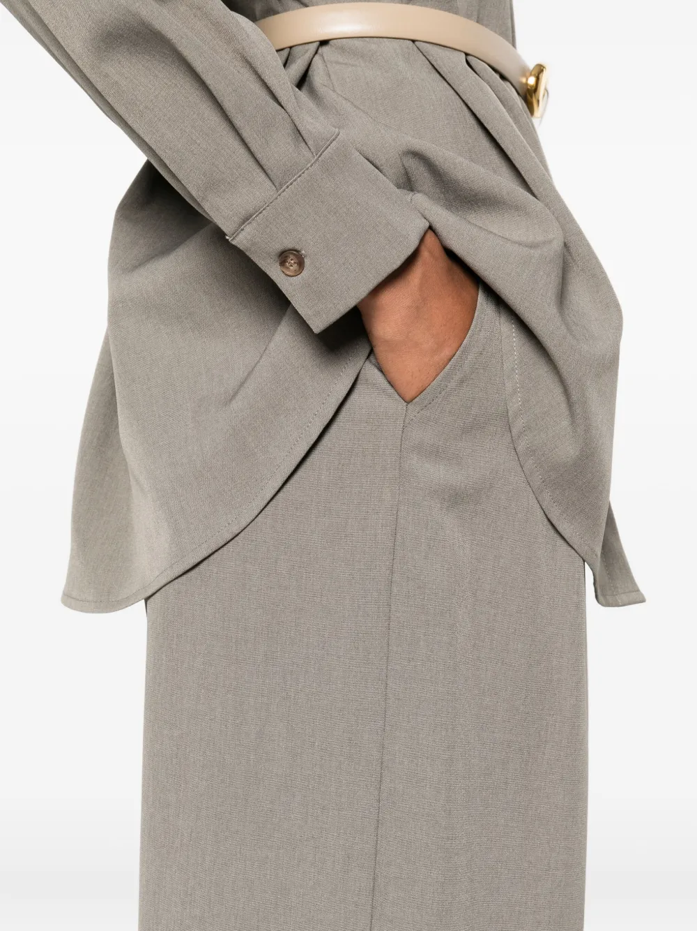 Eleh Pleated Welt-pocket Trousers In Gray