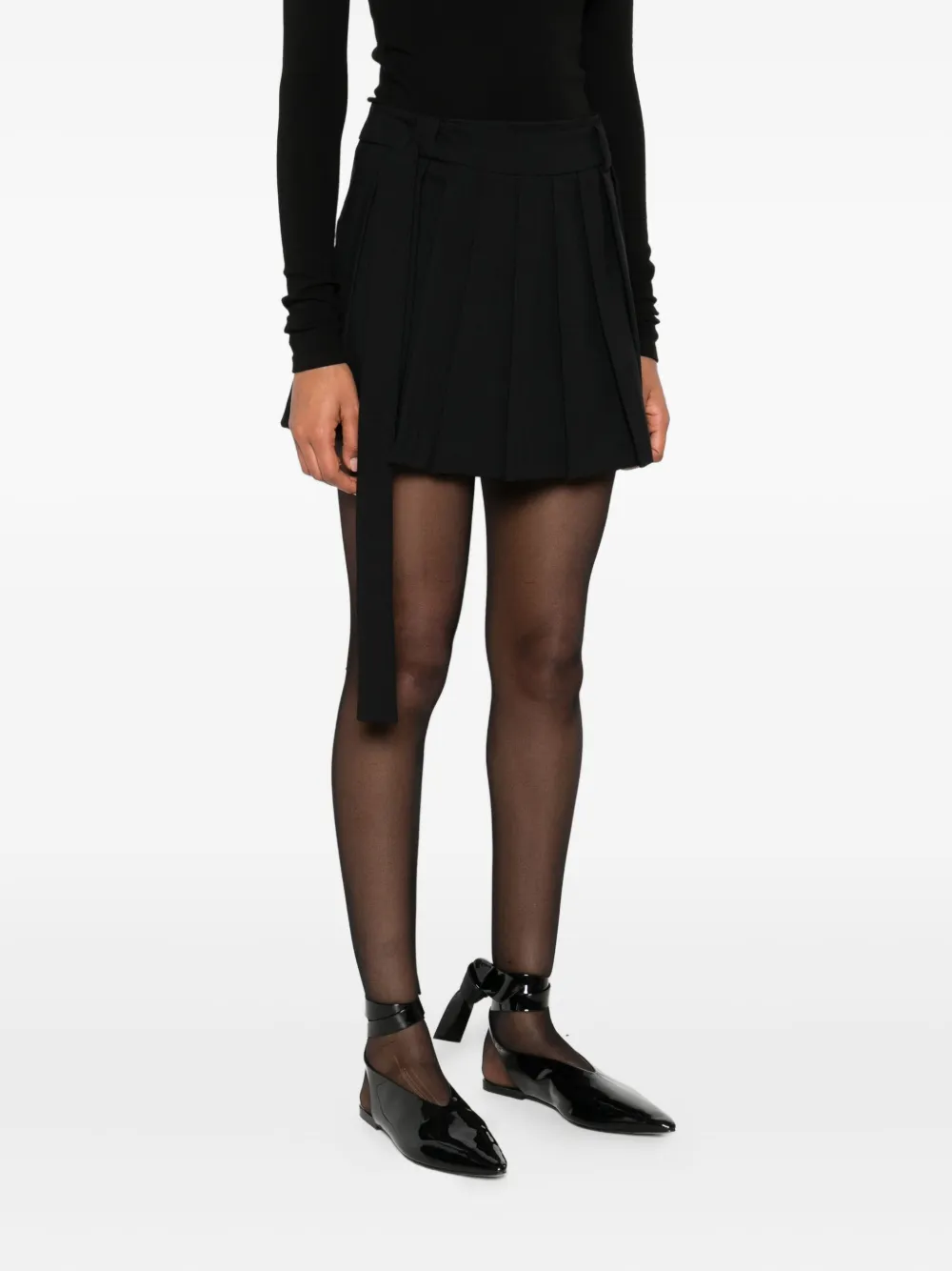 Eleh Pleated Belted Skirt In Black