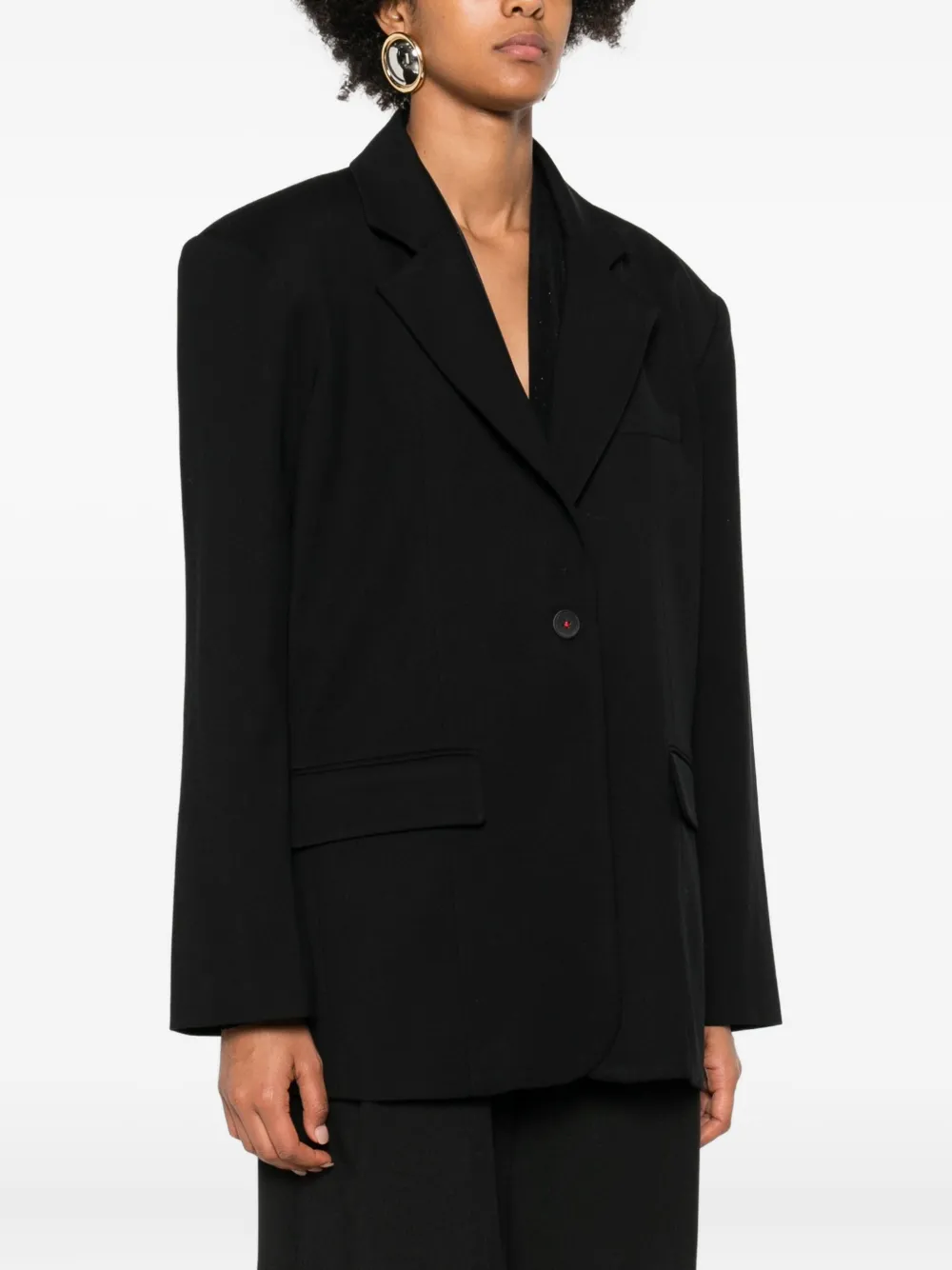 Eleh Single-breasted Cotton Jacket In Black