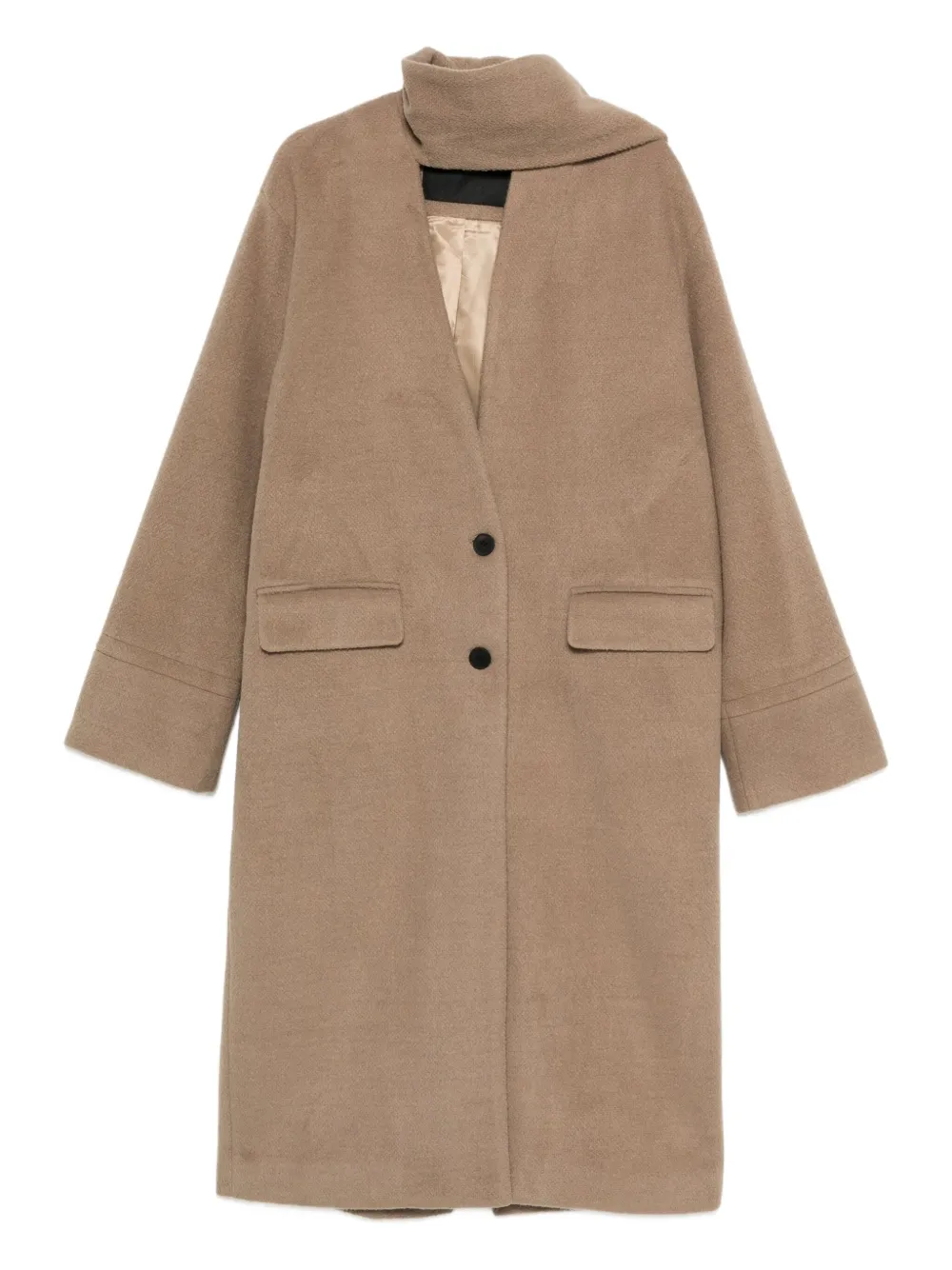 Eleh attached-scarf buttoned coat | Neutrals | Image 1