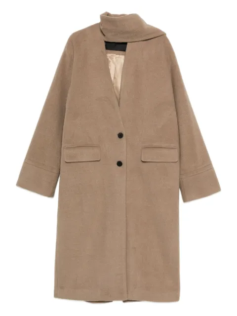 Eleh attached-scarf buttoned coat