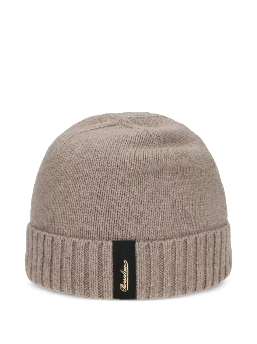Borsalino Geribbelde muts met logo-label Beige