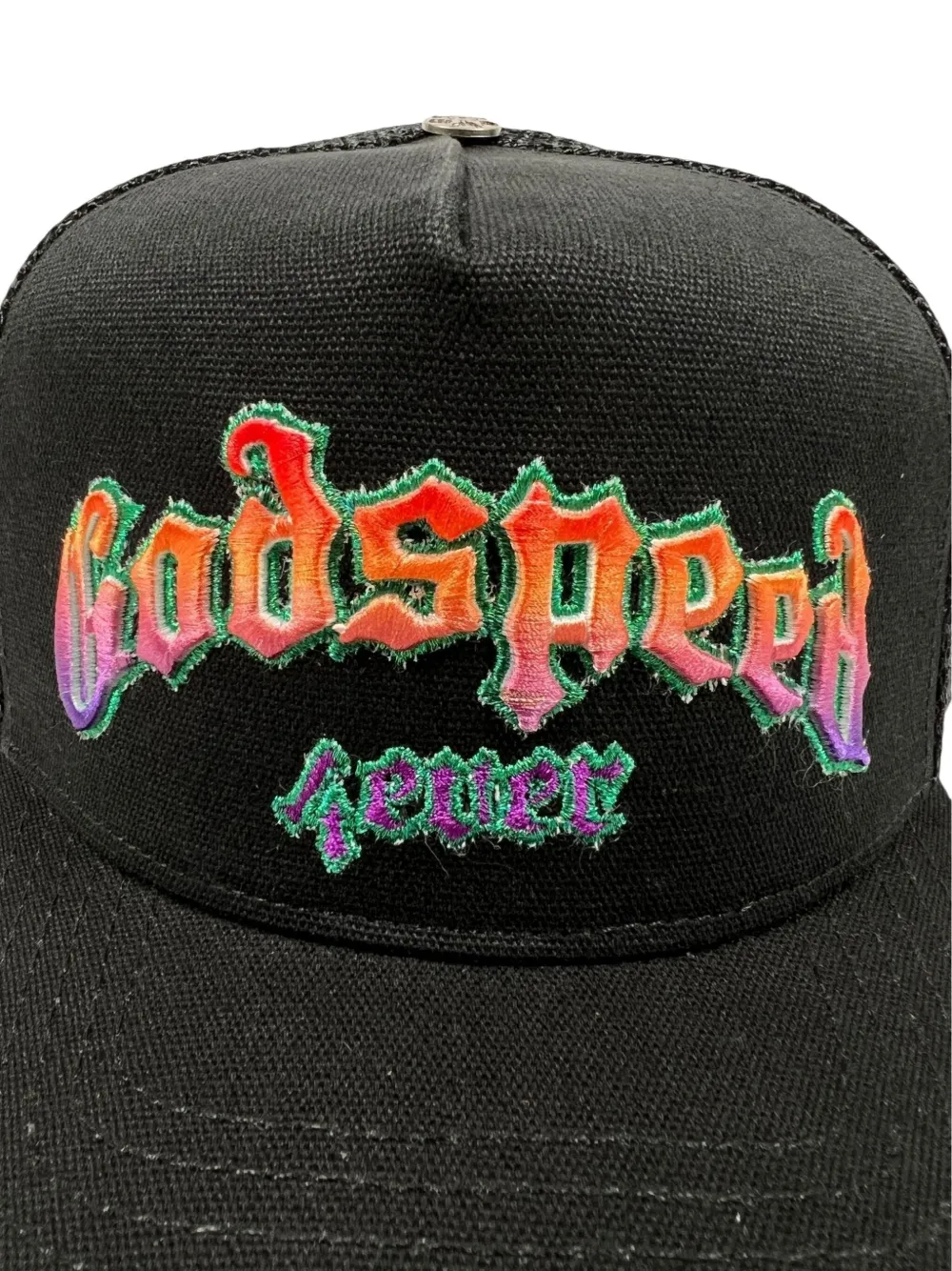 Godspeed Gradient-logo Embroidered Trucker Cap In Black