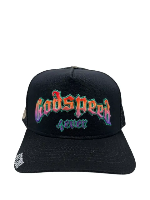 GODSPEED gradient-logo embroidered trucker cap