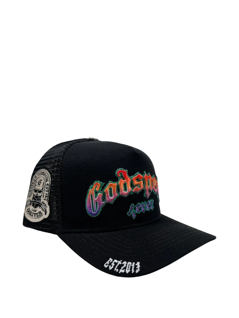 Godspeed Gradient-logo Embroidered Trucker Cap In Black