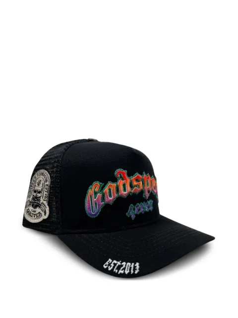 GODSPEED gradient-logo embroidered trucker cap