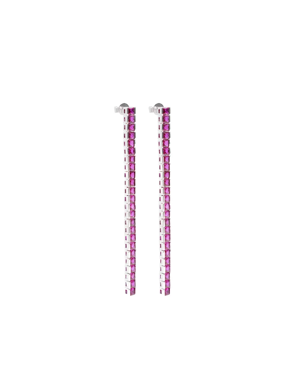 Izabel Display Tennis square-stone earrings | Silver | Image 1