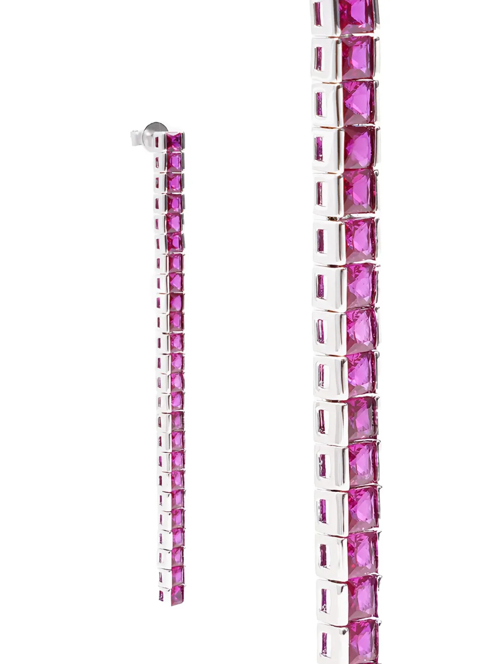 Izabel Display Tennis Square-stone Earrings In Silver