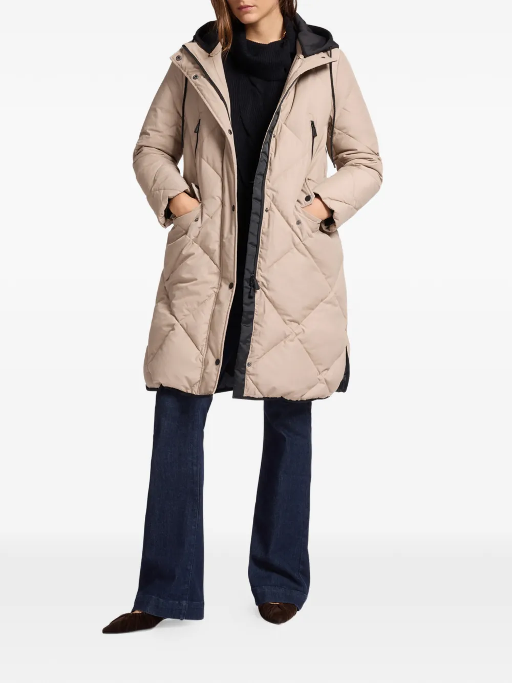 Elena Miro' Quilted Hooded Jacket In Neutral