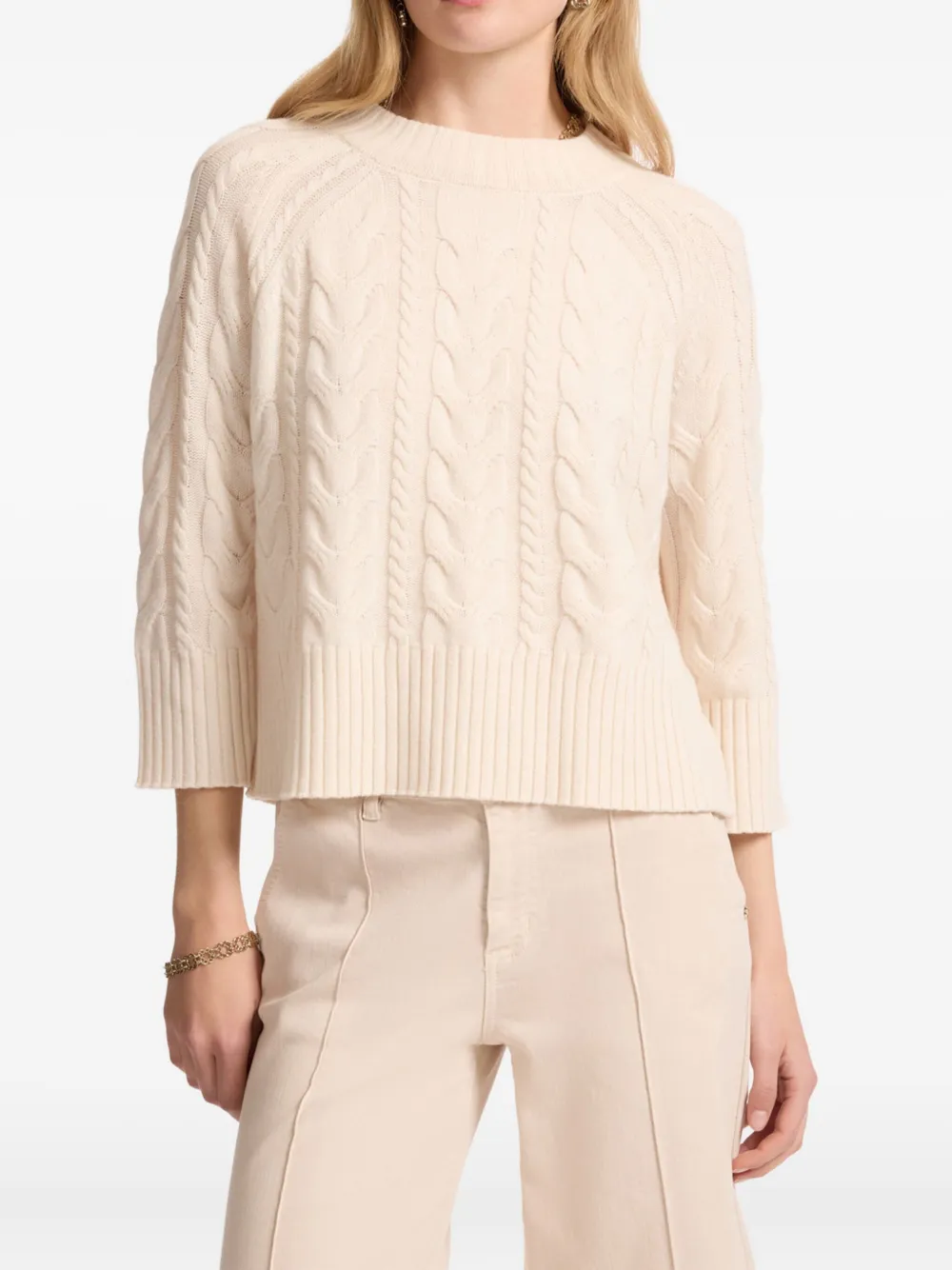 Elena Miro' Cable-knit Sweater In Neutral