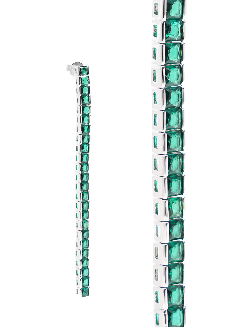 Izabel Display Tennis square emerald earrings - Zilver