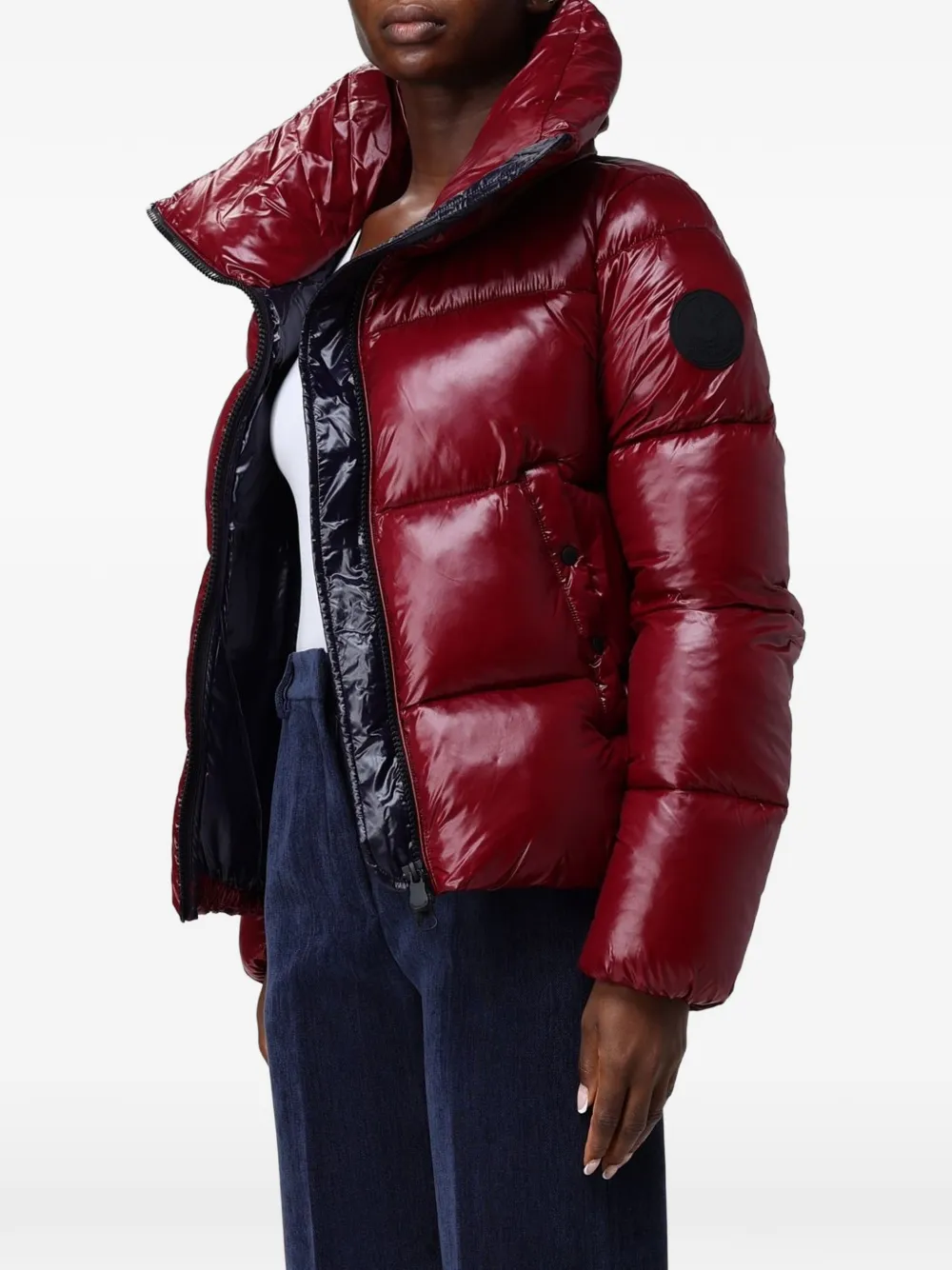 Save The Duck Gewatteerd jack met logopatch Rood