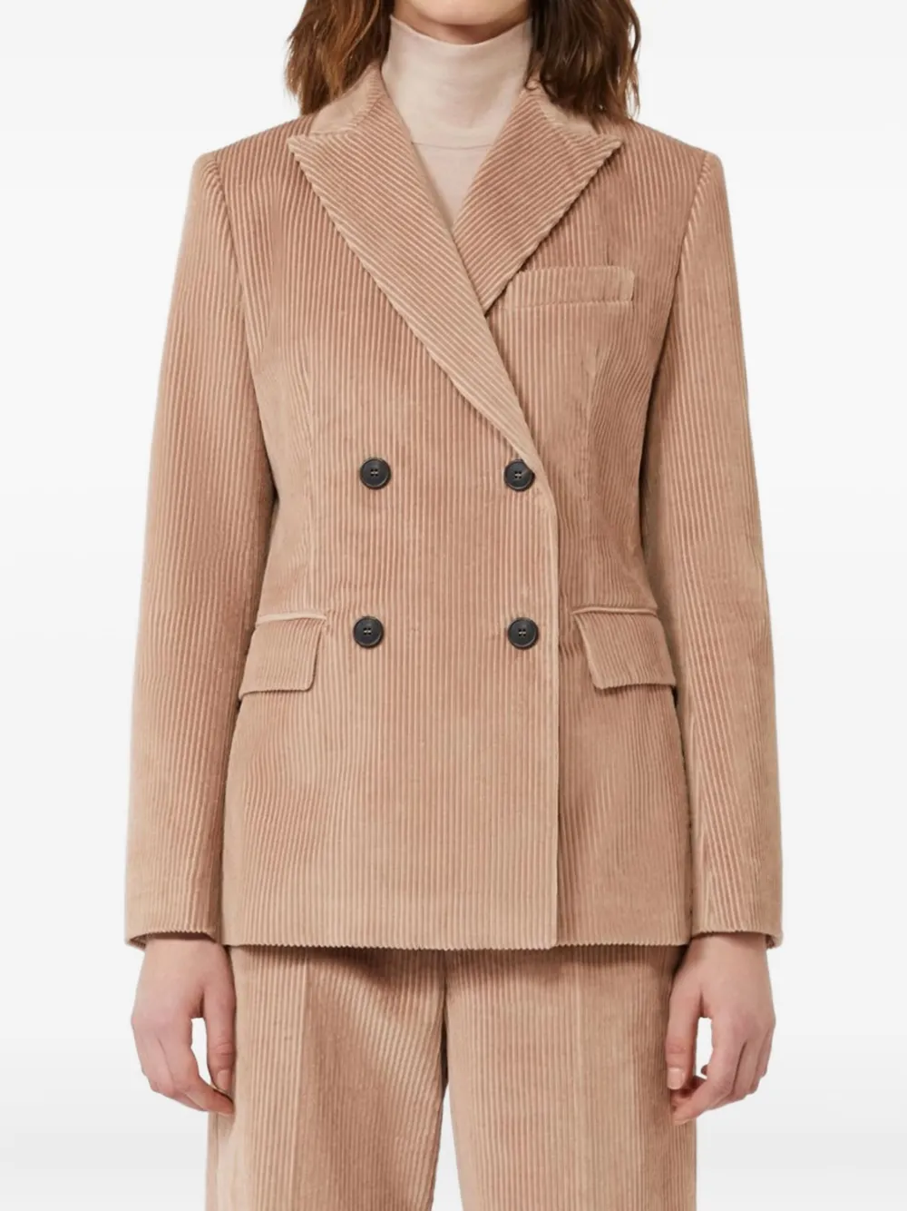 Weekend Max Mara Corduroy Double-breasted Blazer In Brown
