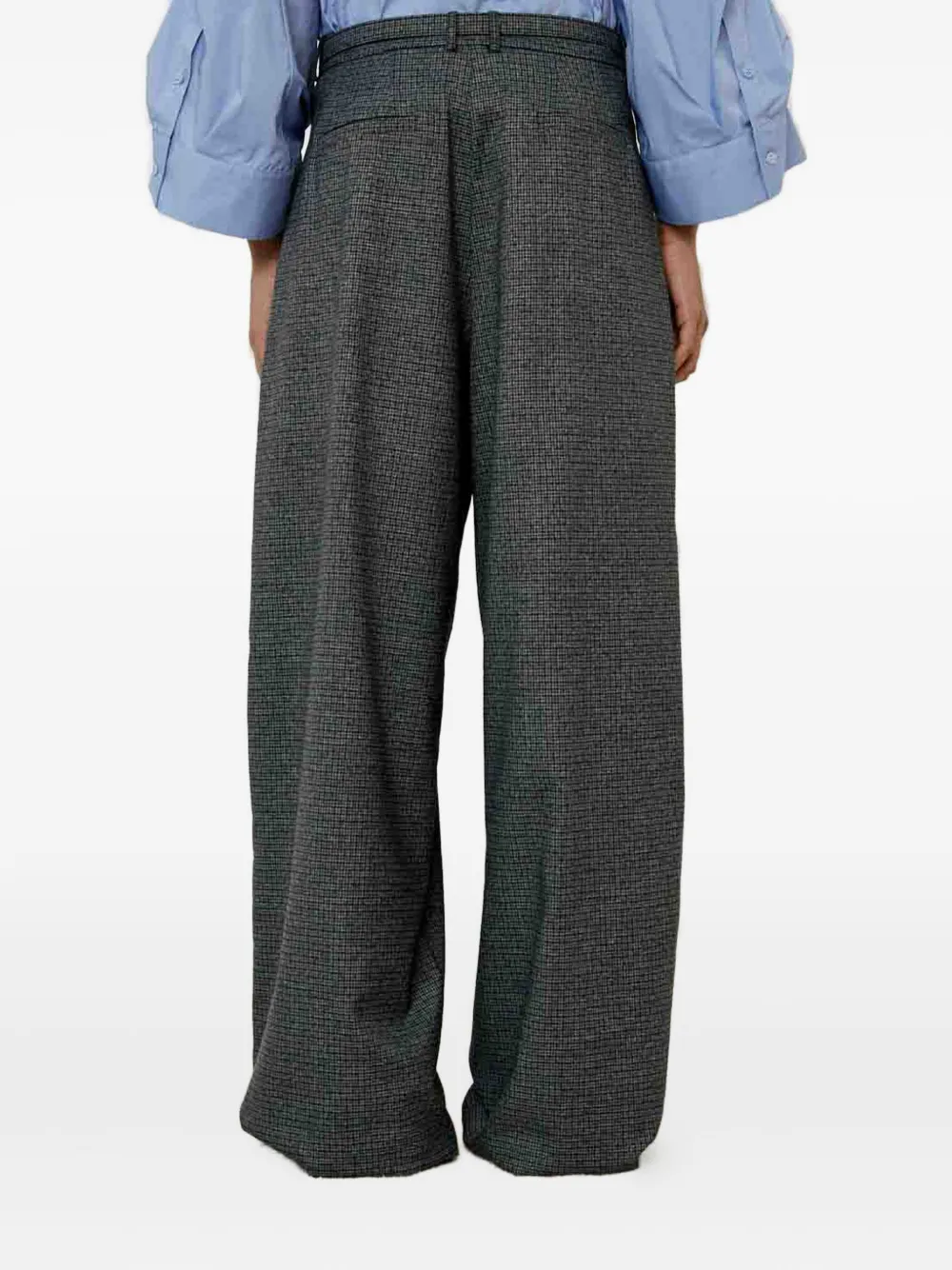 Meimeij Pleated Checked Trousers In Gray