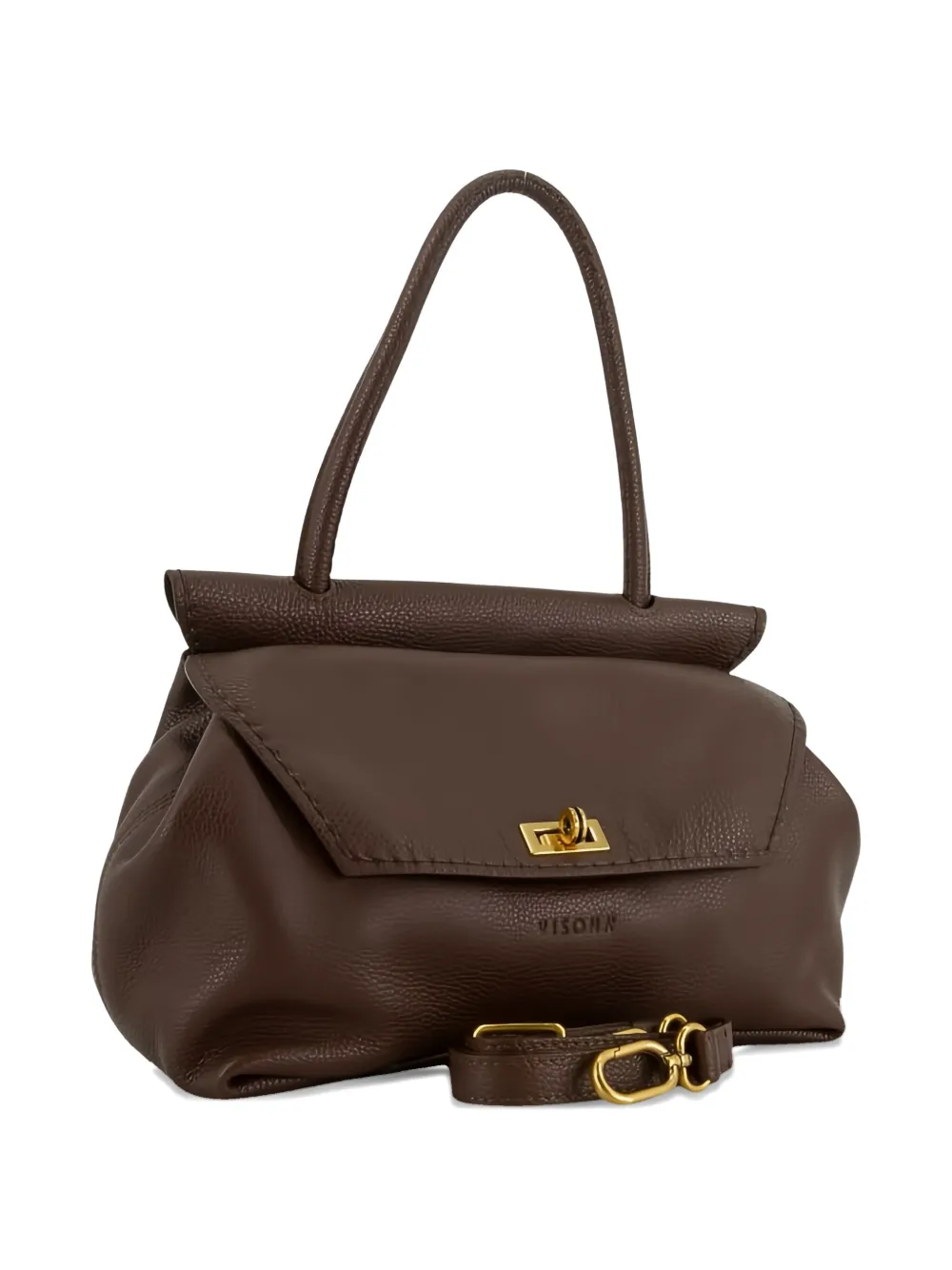 Visonà Turn-lock Leather Shoulder Bag In Orange