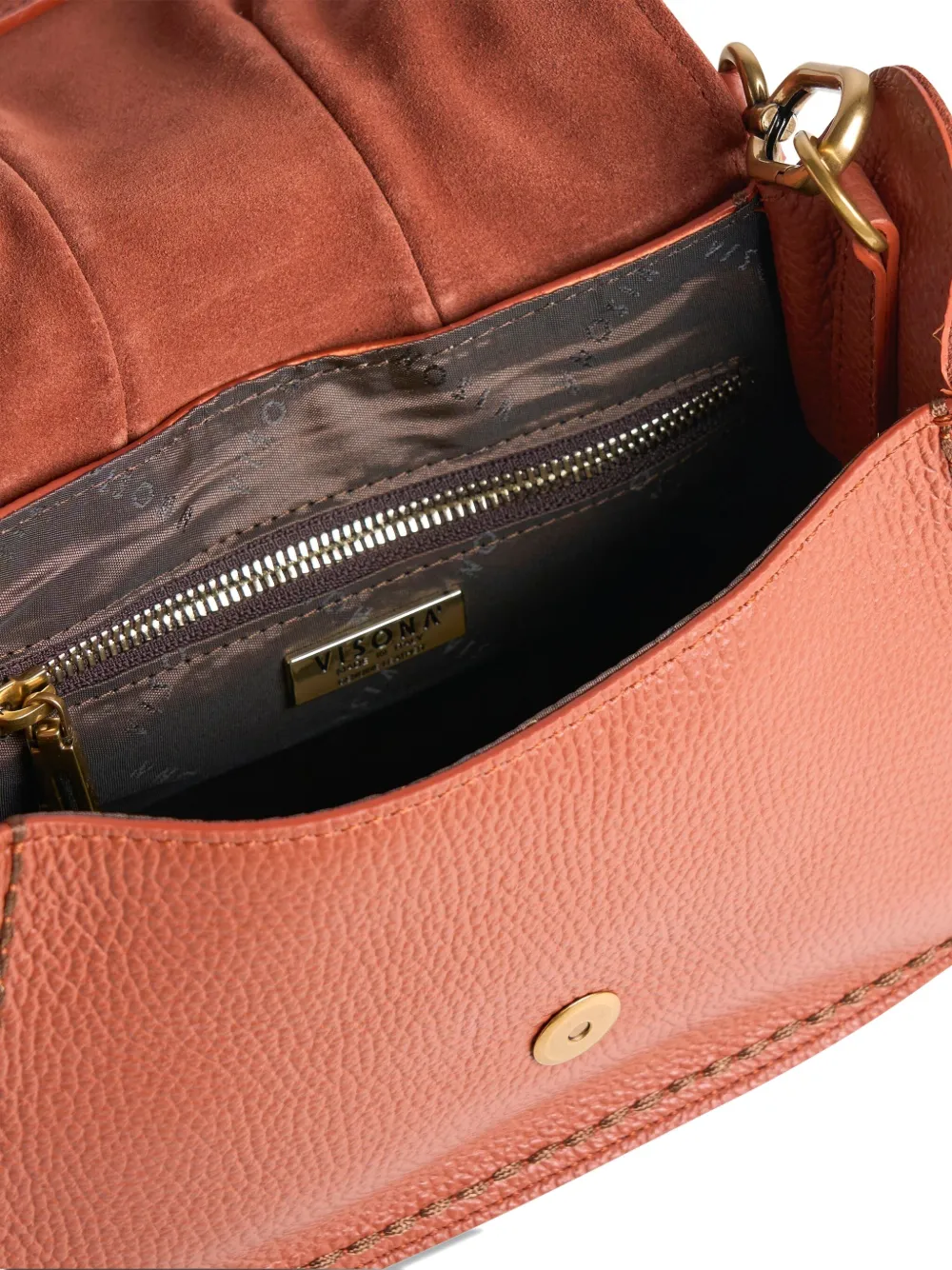 Visonà Sella Pleated-leather Shouder Bag In Orange