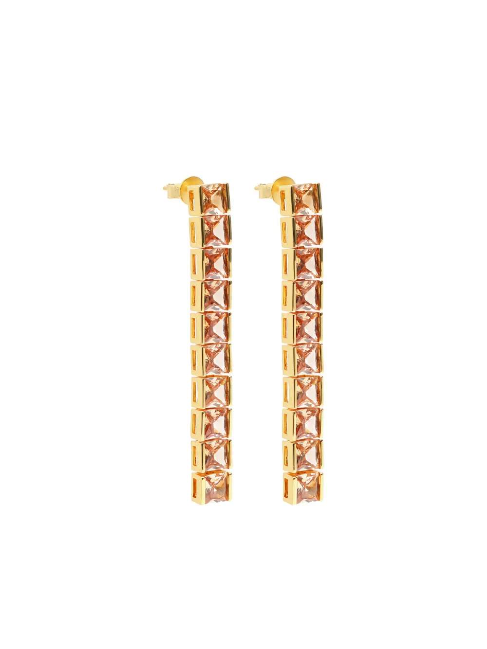 Izabel Display Tennis Square-stone Earrings In Gold