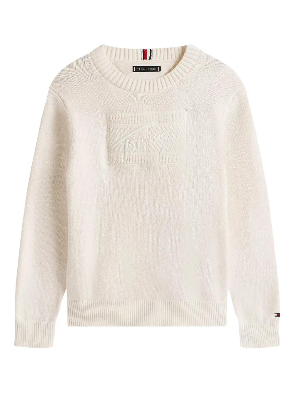 Tommy Hilfiger Junior Logo-embossed Crew-neck Sweater In Neutral