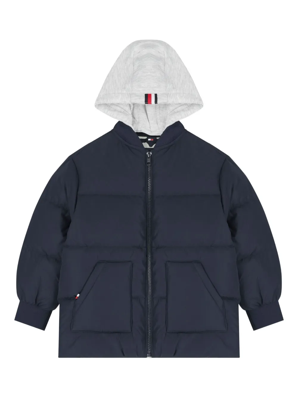 Tommy Hilfiger Junior Flag-embroidery Hooded Padded Jacket In Blue