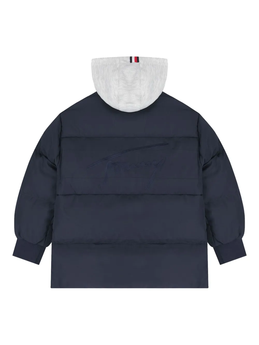 Tommy Hilfiger Junior Flag-embroidery Hooded Padded Jacket In Blue