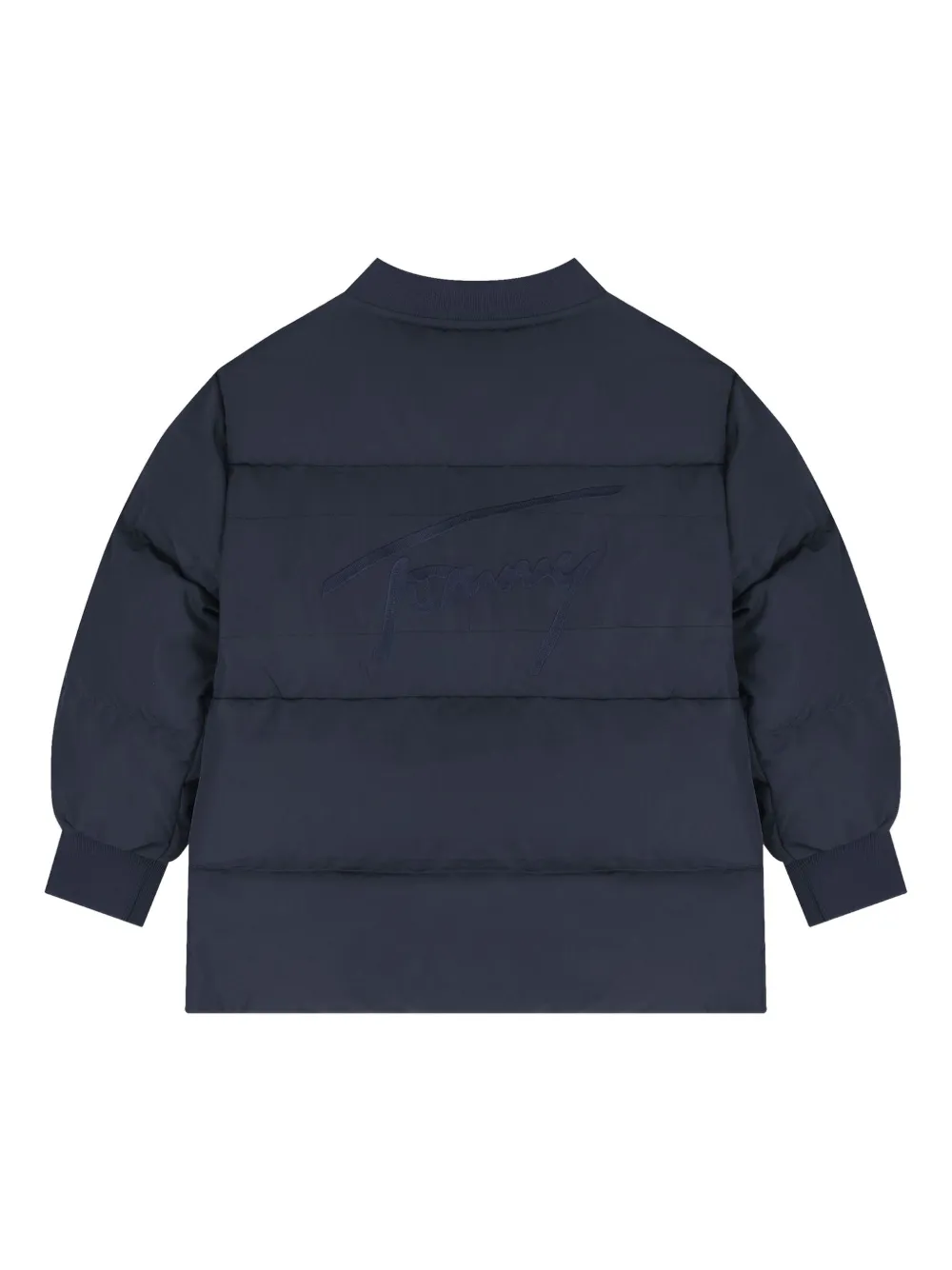 Tommy Hilfiger Junior Flag-embroidery Hooded Padded Jacket In Blue